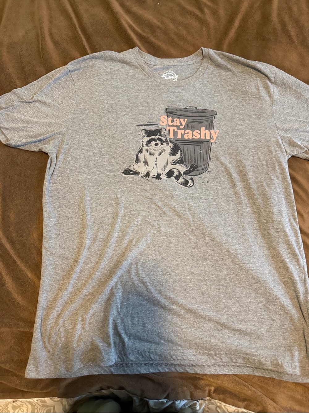 Live Outside XL “Stay Trashy” Raccoon Graphic T-Shirt Gray